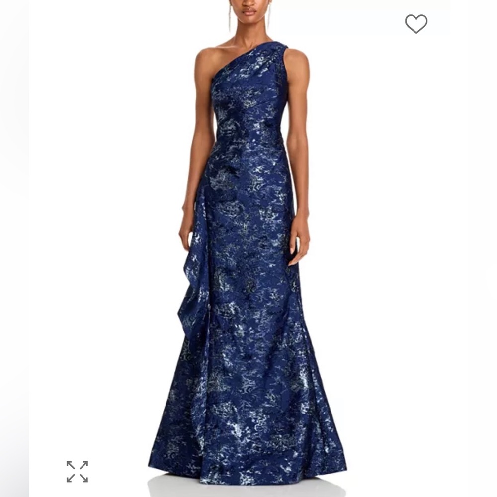 Metallic Jacquard One-Shoulder Gown Teri Jon by Rickie Freeman